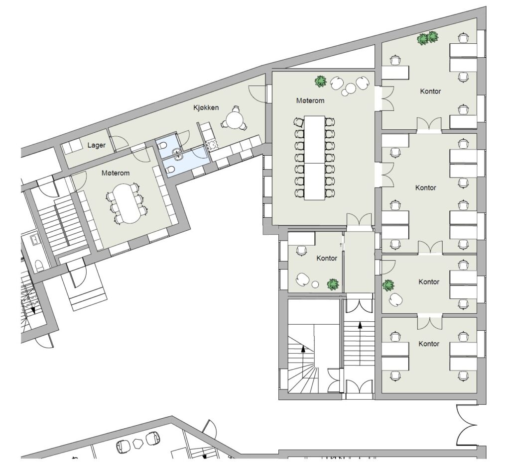 Plantegning første etasje i Huitfeldtgården