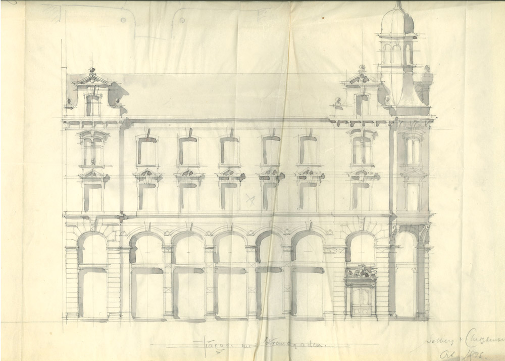 Olav Tryggvasonsgate 14 - 1895 Facade mot Strandgaden Solberg og Christensen
