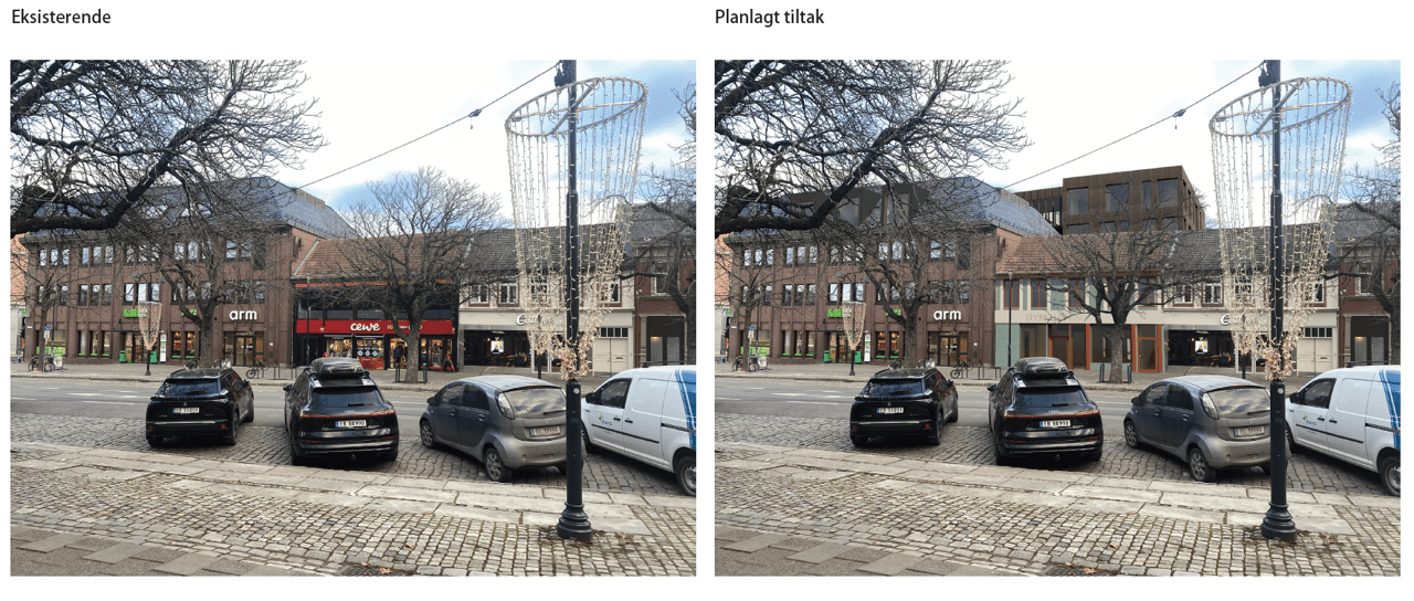Skillingskvartalet. Ny fasade mot Munkegata. Illustrasjon PIR2
