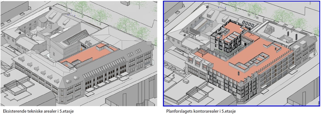 Skillingskvartalet: Toppetasje og bakgård. Illustrasjon PIR2