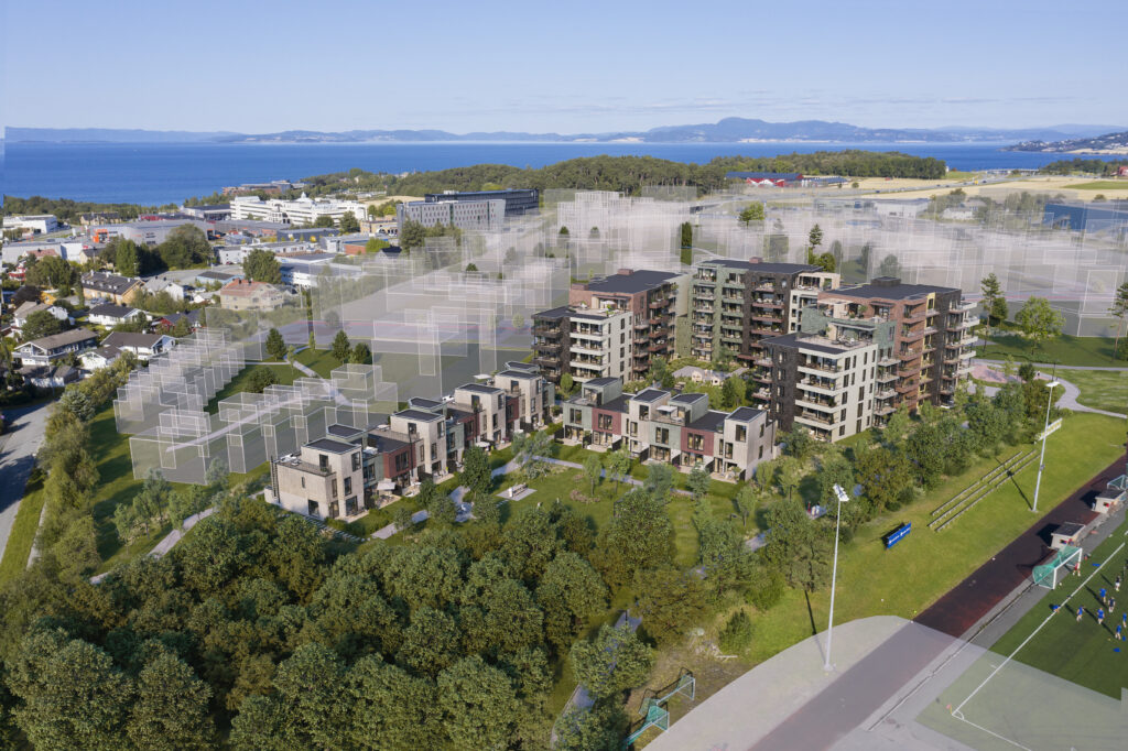 Leangen Trinn 1_Eksteriør_Vinkel 01_Drone Dag_v4_3destate.no