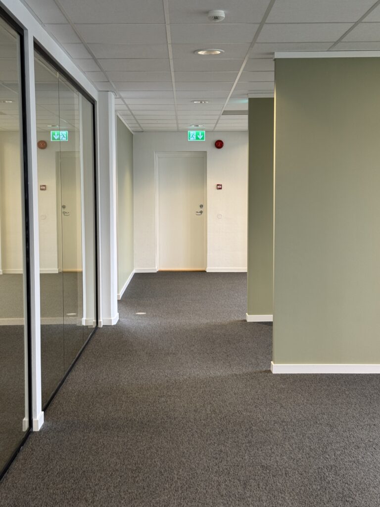 Noen nye skillevegger er på plass. Duse farger.